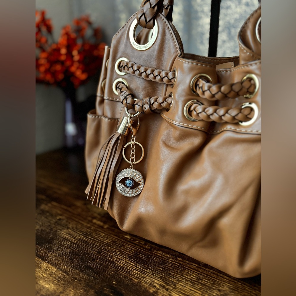 Michael Kors Braided Astor Grommet Satchel EUC - Picture 4 of 14